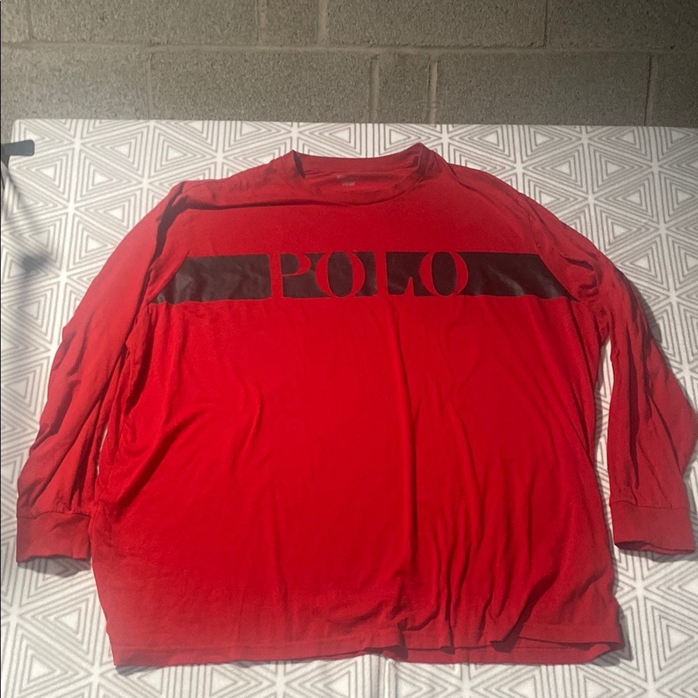 Polo Ralph Lauren Men Red Long‎ Sleeve Crew Neck T Shirt Big Pony Logo Size 4XL